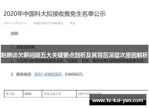 赵鹏谈欠薪问题五大关键要点剖析及其背后深层次原因解析